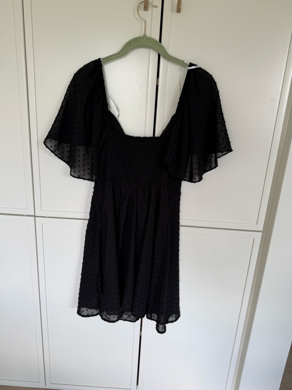 Lulus Be a Dear Black Swiss Dot Tie-Front Skater Dress - Picture 5 of 7